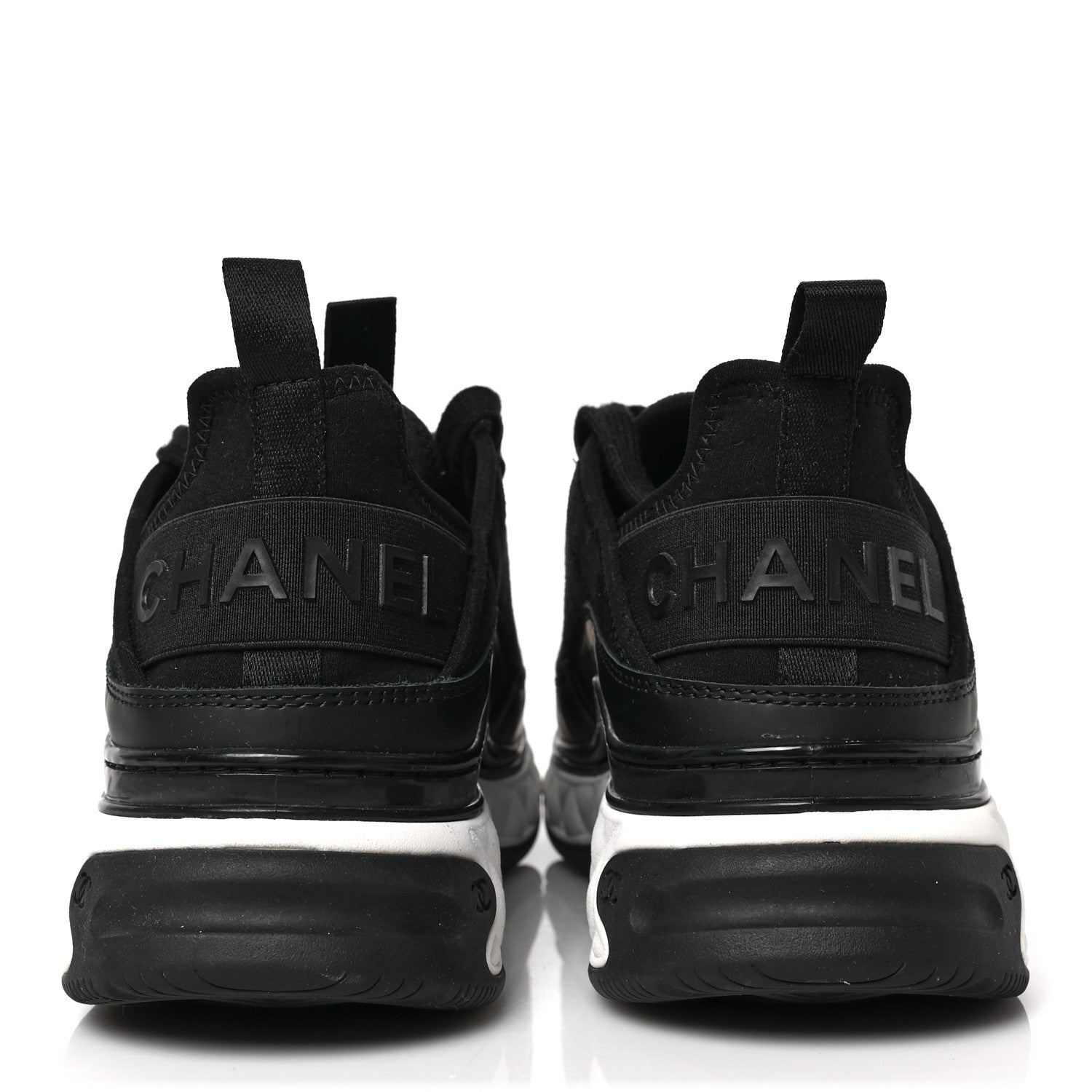Chanel Velvet Calfskin Mixed Fibers CC Sneakers 38.5 Black 5 of 8