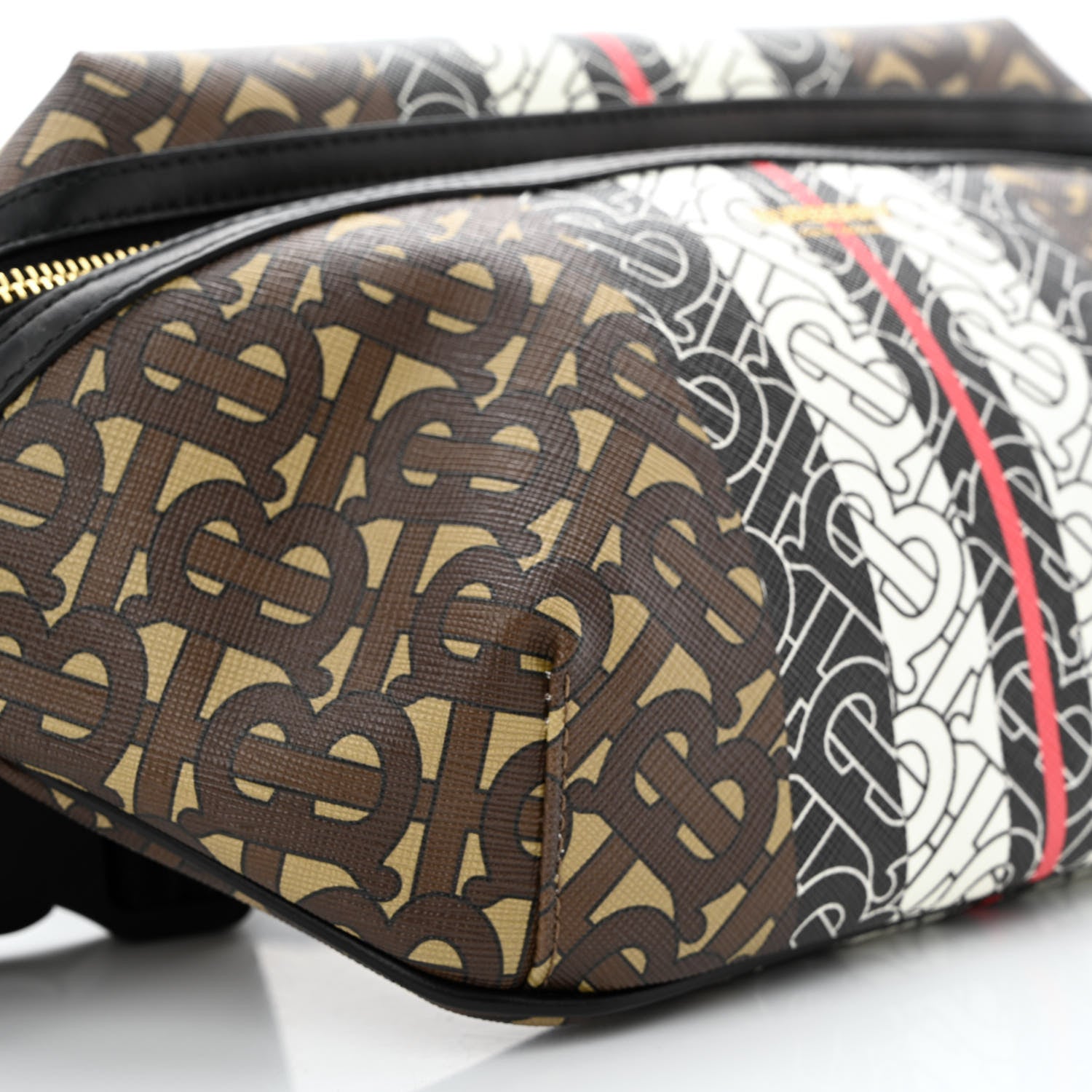 Burberry E-Canvas Monogram Stripe Medium Sonny Bum Bag Bridle Brown 9 of 10