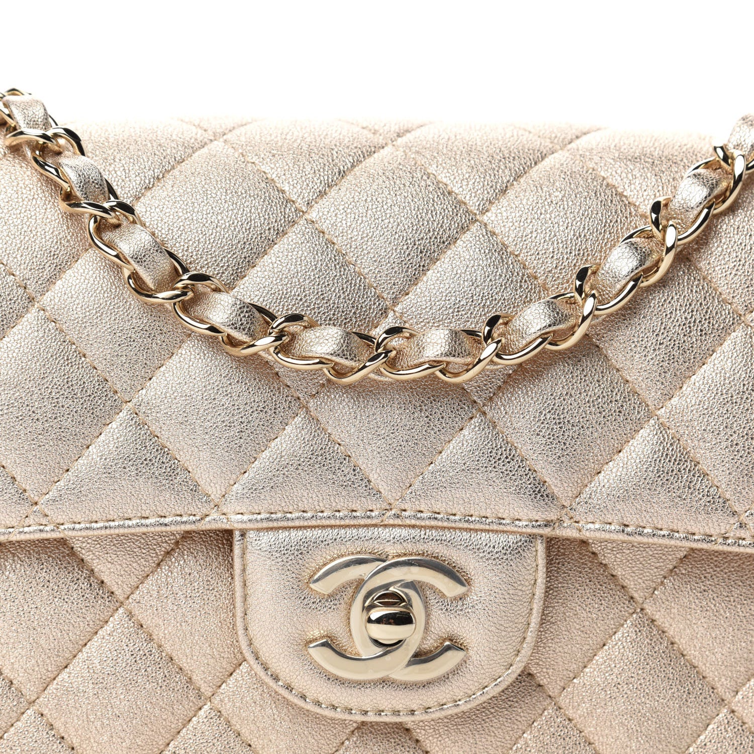 Chanel Metallic Lambskin Quilted Mini Rectangular Flap Gold 10 of 11