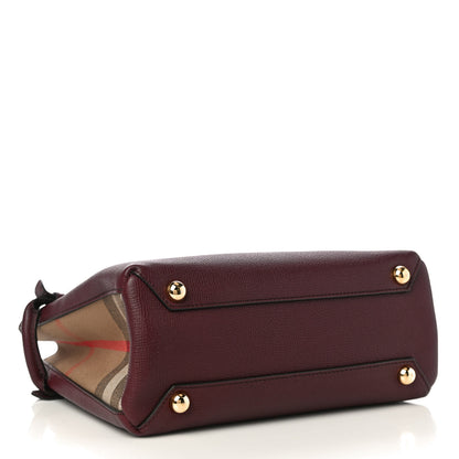 Burberry Grainy Calfskin House Check Small Banner Tote Mahogany Red 4 of 9