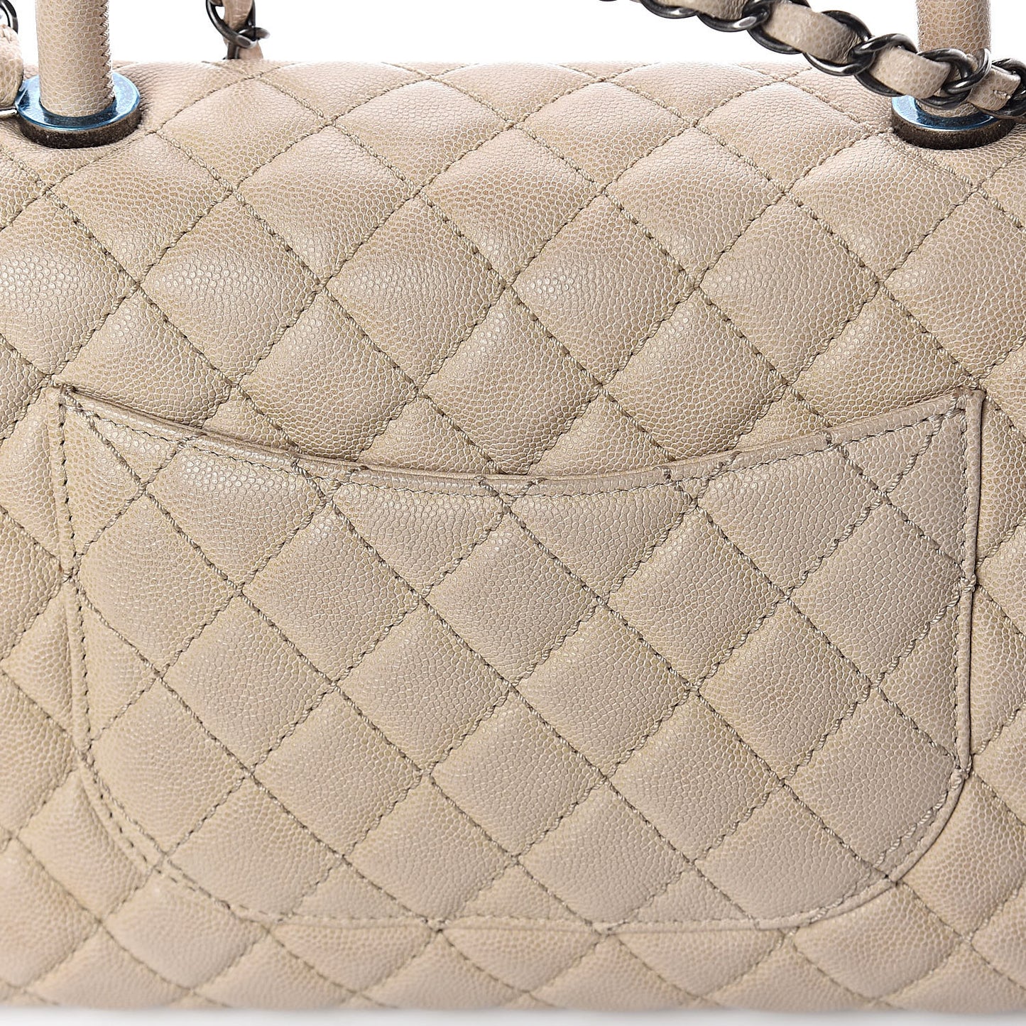 Caviar Quilted Small Coco Handle Flap Light Beige