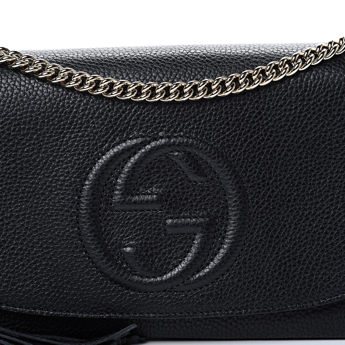 Pebbled Calfskin Medium Soho Flap Crossbody Black