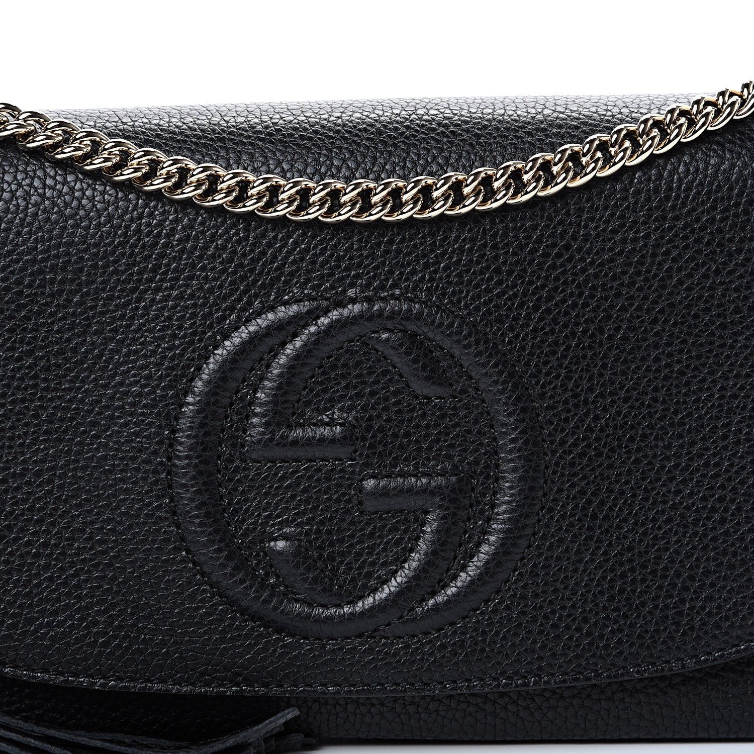 Gucci Pebbled Calfskin Medium Soho Flap Crossbody Black 7 of 9