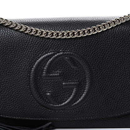Gucci Pebbled Calfskin Medium Soho Flap Crossbody Black 7 of 9