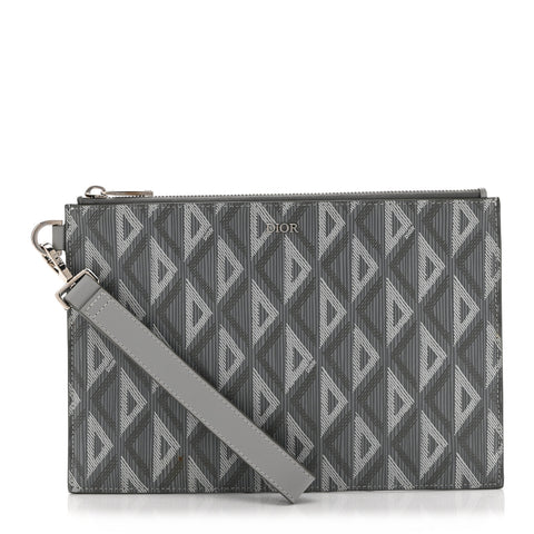 Coated Canvas CD Diamond Pouch Grey