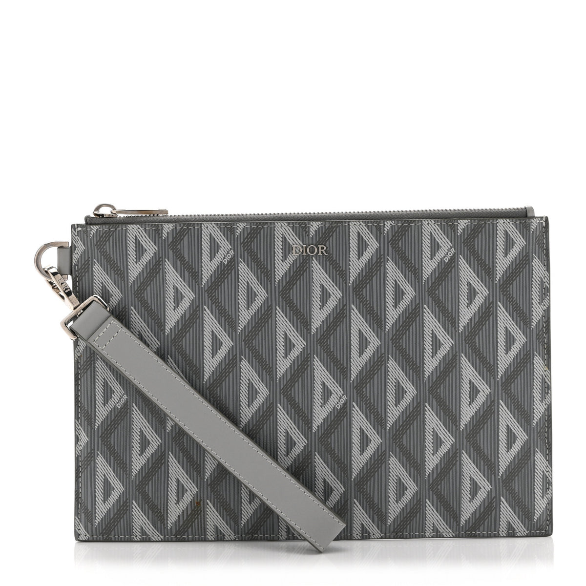 Coated Canvas CD Diamond Pouch Grey