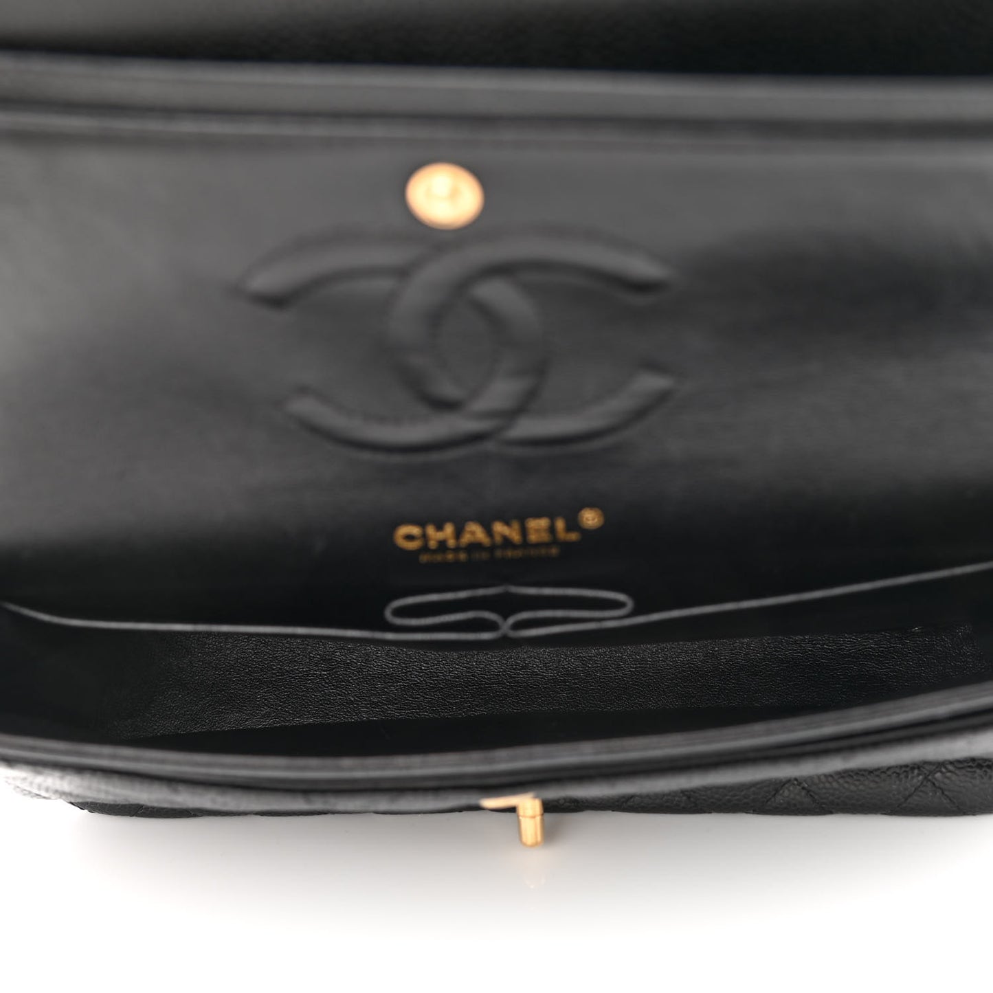 Caviar Quilted Medium Double Flap Black