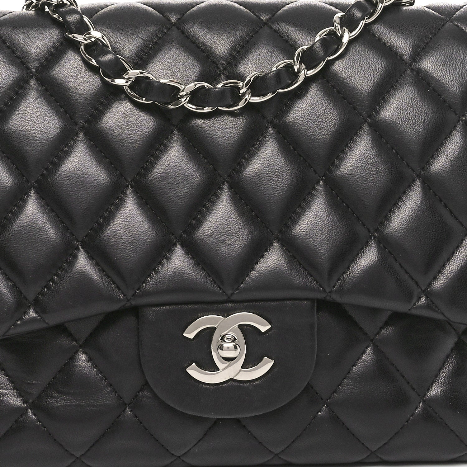 Chanel Lambskin Quilted Jumbo Single Flap Black 8 of 10