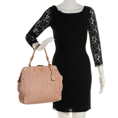 Prada Nappa Dressy Gaufre Framed Tote Cipria 2 of 10
