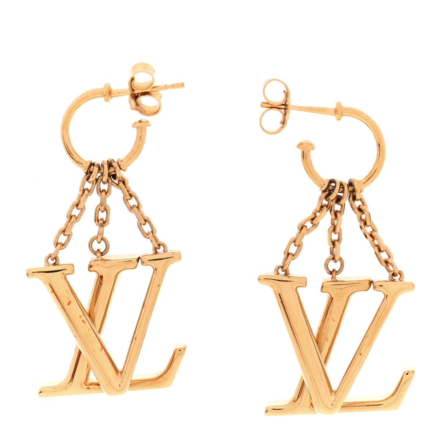 Metal LV Optic Earrings Gold