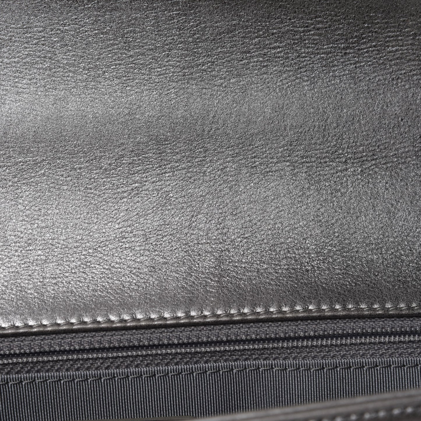 Metallic Calfskin Quilted Large Boy Flap Silver