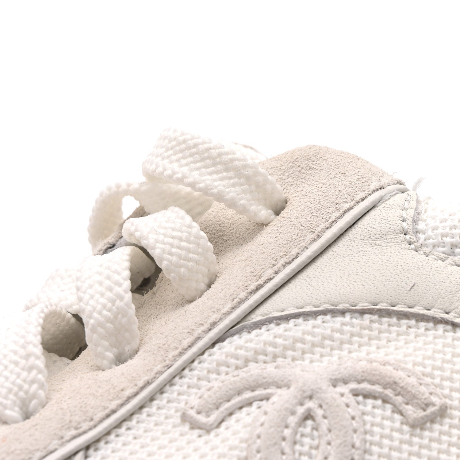 Chanel Mixed Fibers Suede Shiny Calfskin Womens CC Sneakers 39