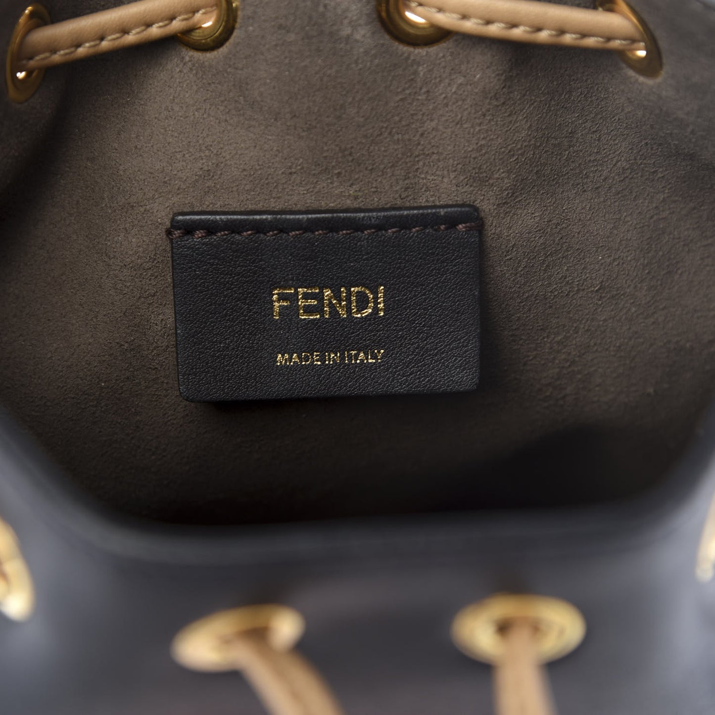 Vitello Liberty F is Fendi Stamp Patch Mini Mon Tresor Bucket Bag Blue Notte Cuoio Flamingo