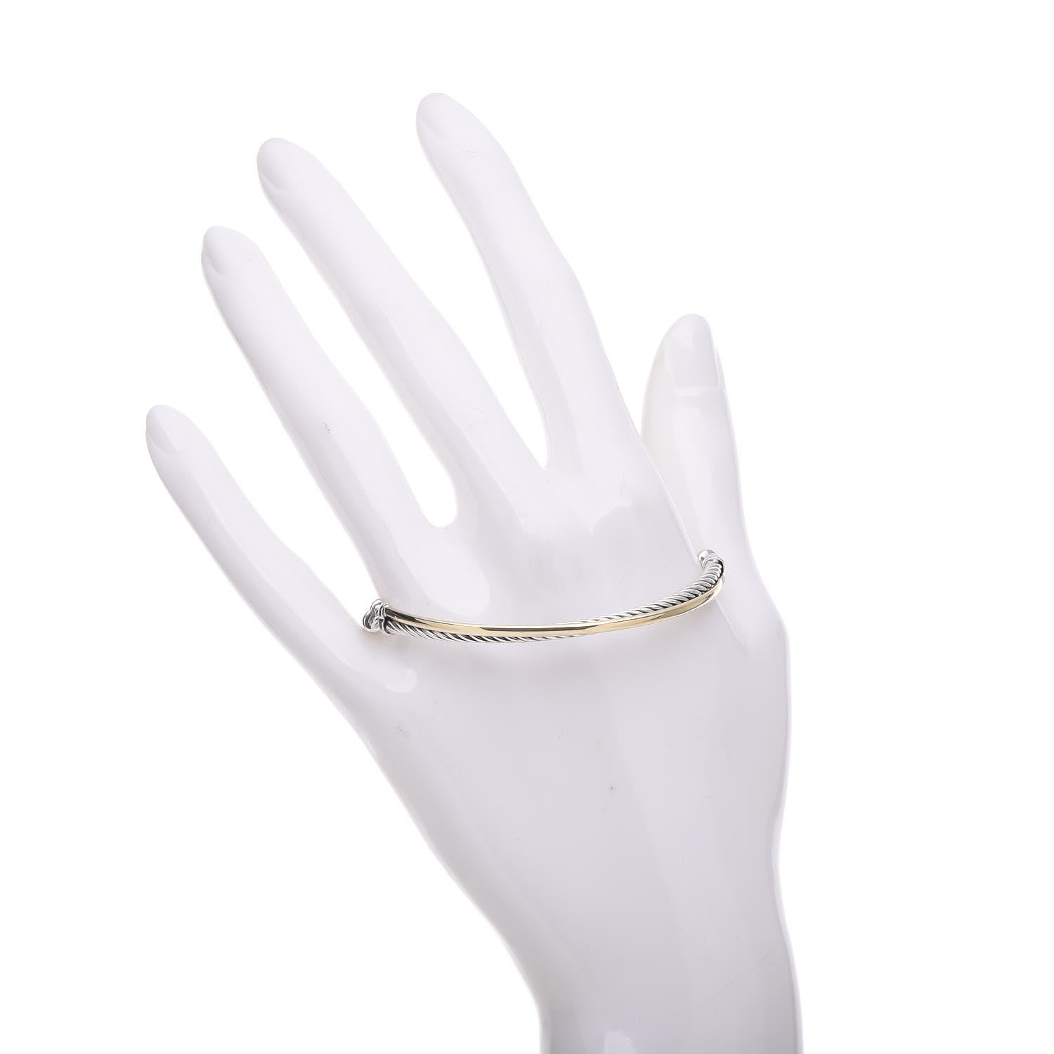 David Yurman Sterling Silver 18K Yellow Gold 3mm Crossover Bracelet 2 of 6