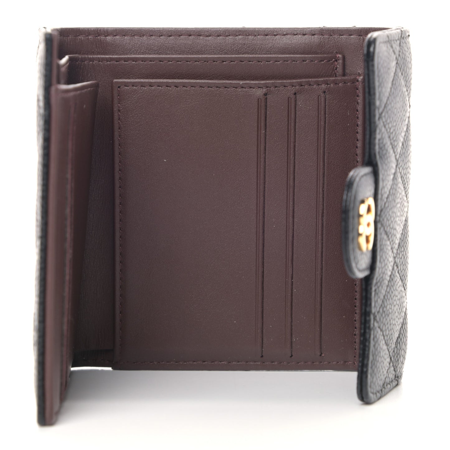Caviar Quilted Compact Flap Wallet Black