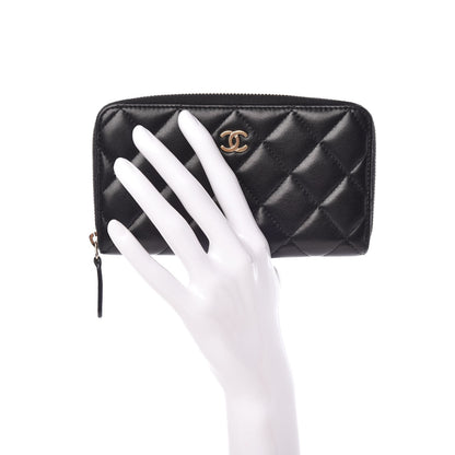 Chanel Lambskin Quilted Small Zip Around Wallet Black 2 of 9