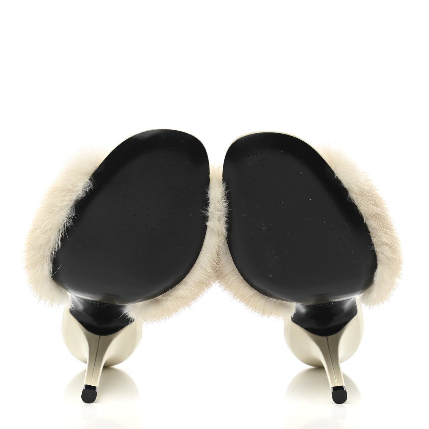 Mink Calfskin Roy Mule Sandals 36 Cream