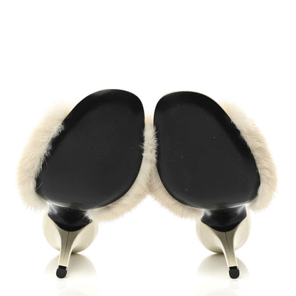 Saint Laurent Mink Calfskin Roy Mule Sandals 36 Cream 6 of 10