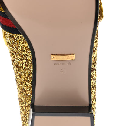 Gucci Glitter Web Peyton Loafers 41 Gold 6 of 9
