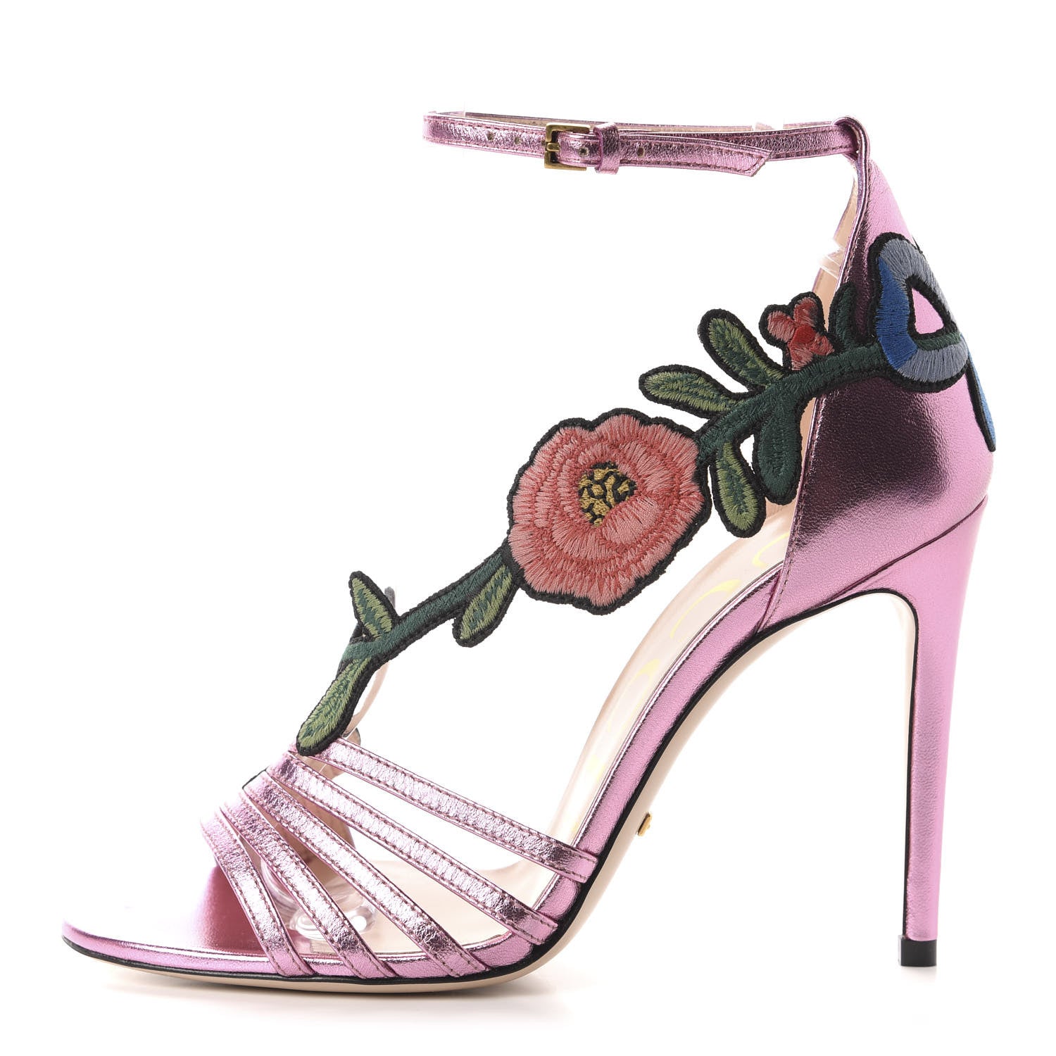 Gucci Metallic Nappa Ophelia High Heel Sandals 36.5 Rosa 1 of 9