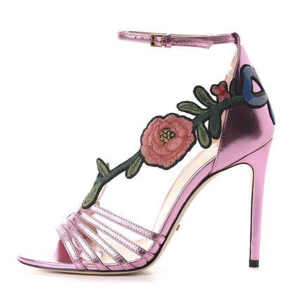 Gucci Metallic Nappa Ophelia High Heel Sandals 36.5 Rosa 1 of 9