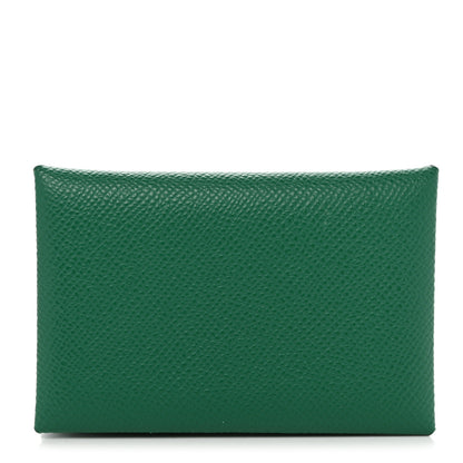 Hermes Epsom Horseshoe Calvi Card Case Vert Vertigo Rose Azalee 1 of 8