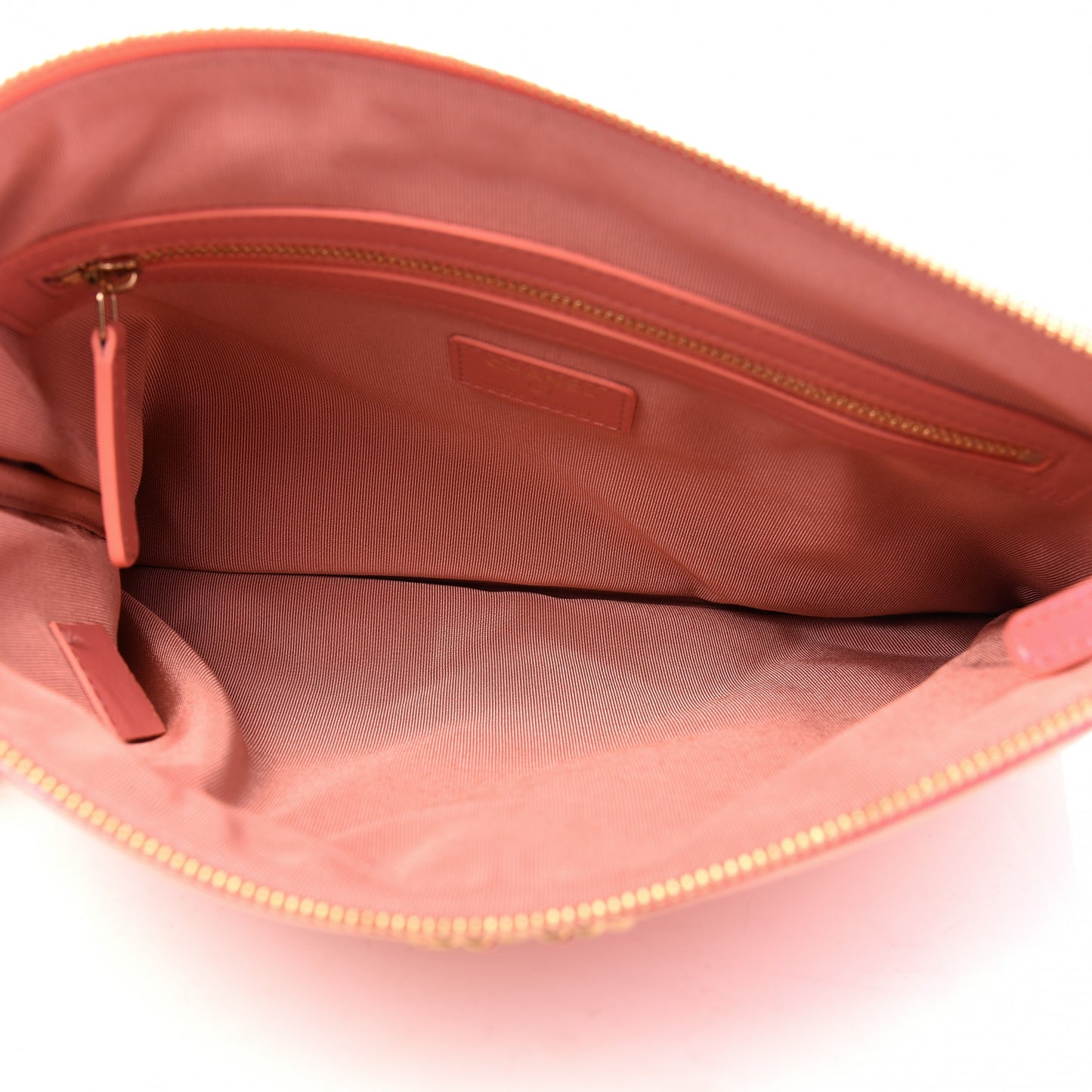 Iridescent Calfskin Quilted Large 19 Pouch Pink