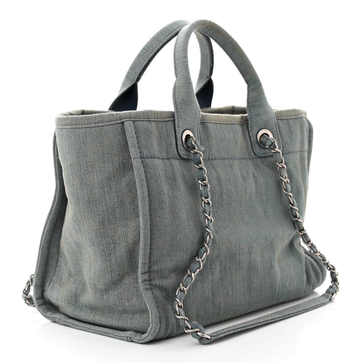 Chanel Denim Small Deauville Tote Light Blue 4 of 11