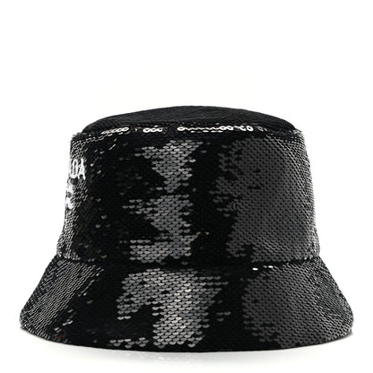 Prada Paillettes Logo Bucket Hat S Black 4 of 9