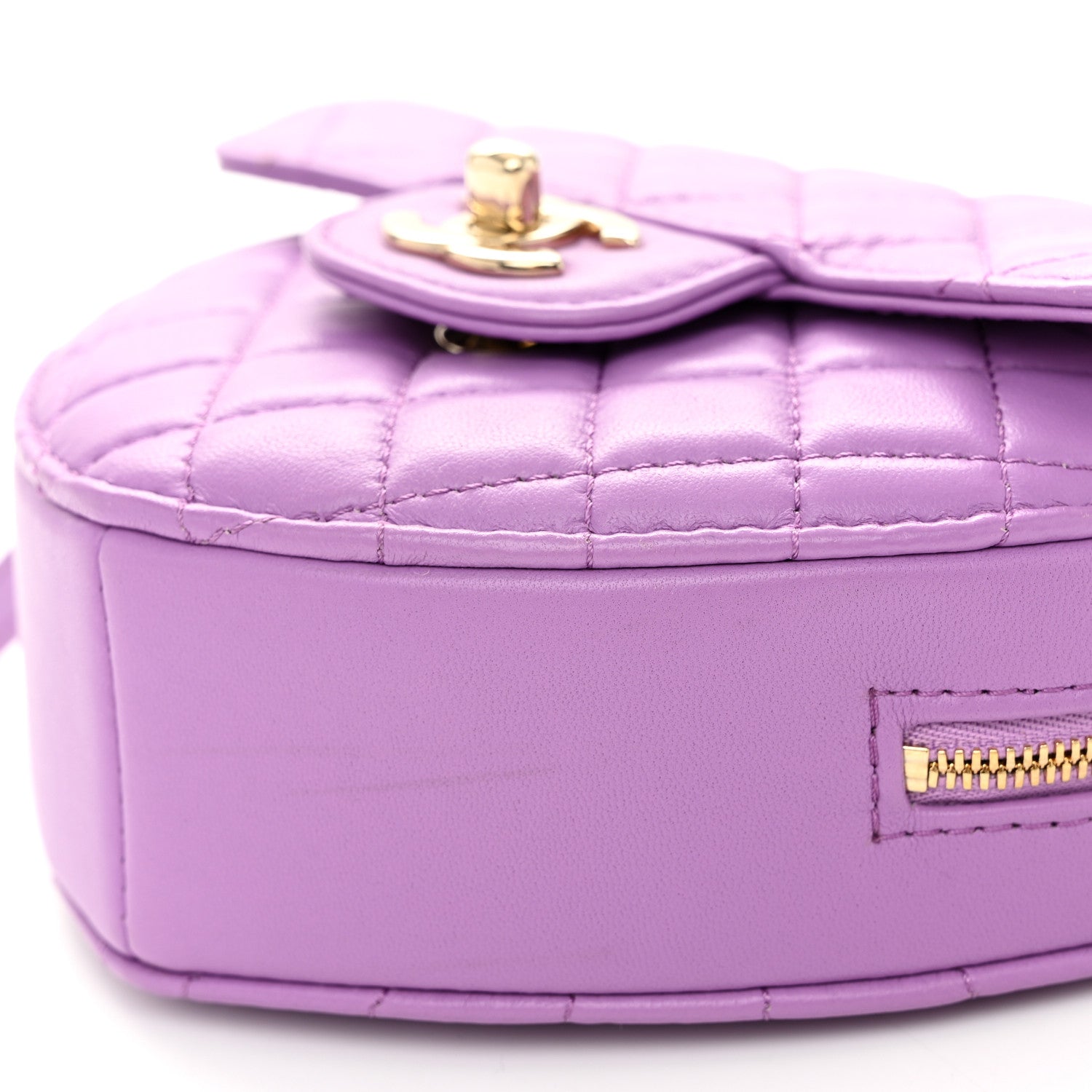 Chanel Lambskin Quilted CC Large In Love Heart With Chain Purple 10 of 11