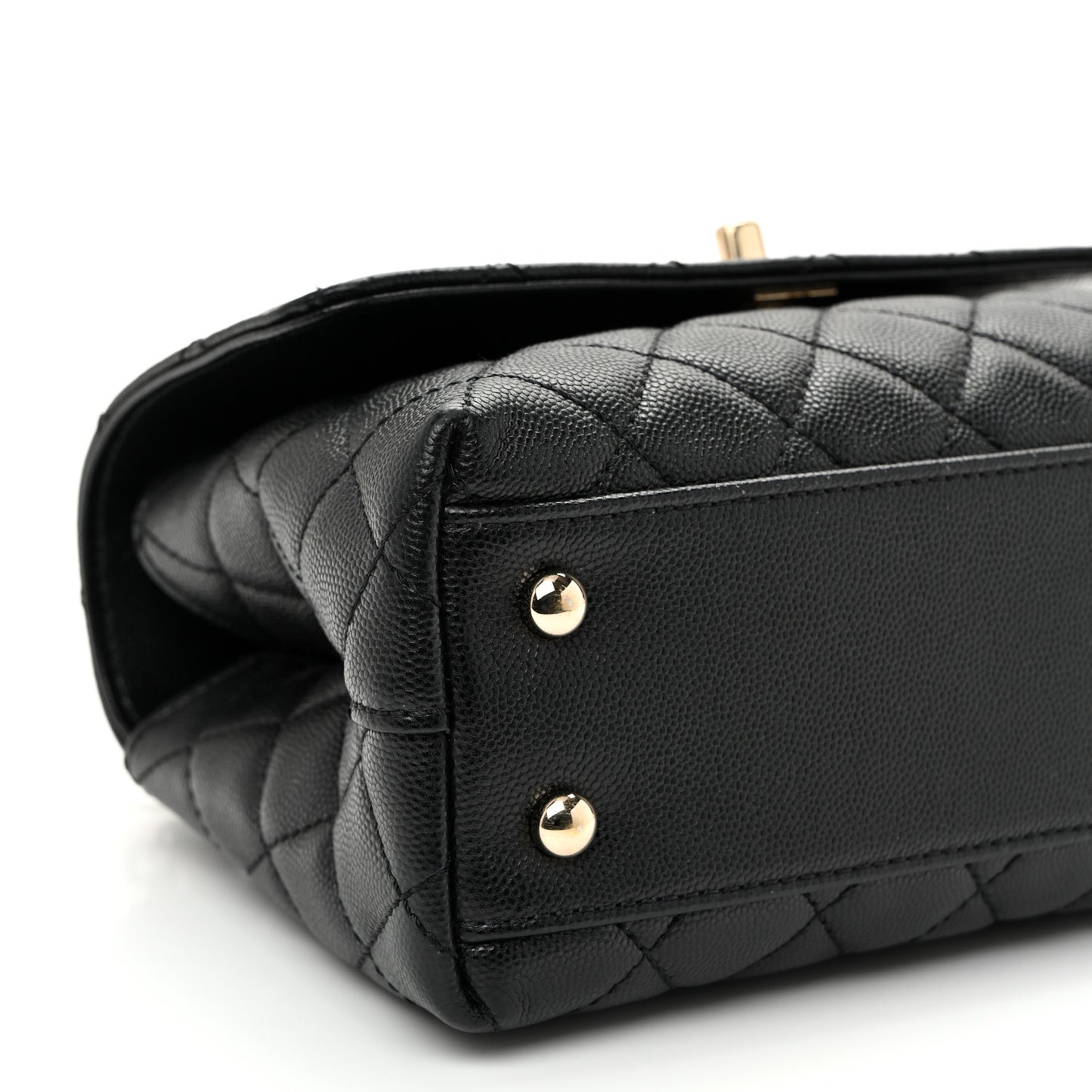 Caviar Lizard Embossed Quilted Mini Coco Handle Flap Black