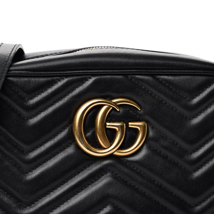 Gucci Calfskin Matelasse Small GG Marmont Chain Shoulder Bag Black 11 of 11