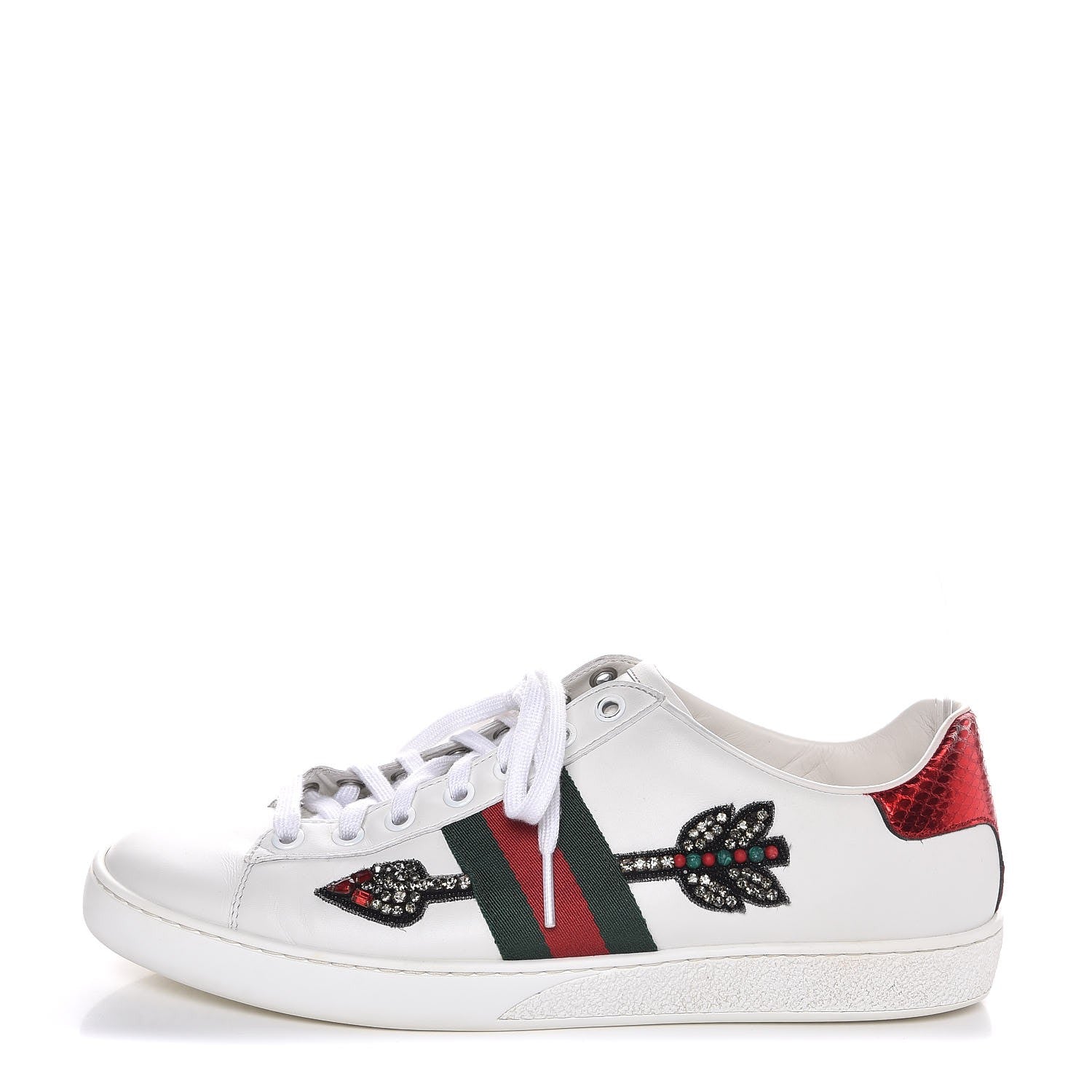 Gucci Calfskin Web Studded Arrow Ace Sneakers 39 White 1 of 13