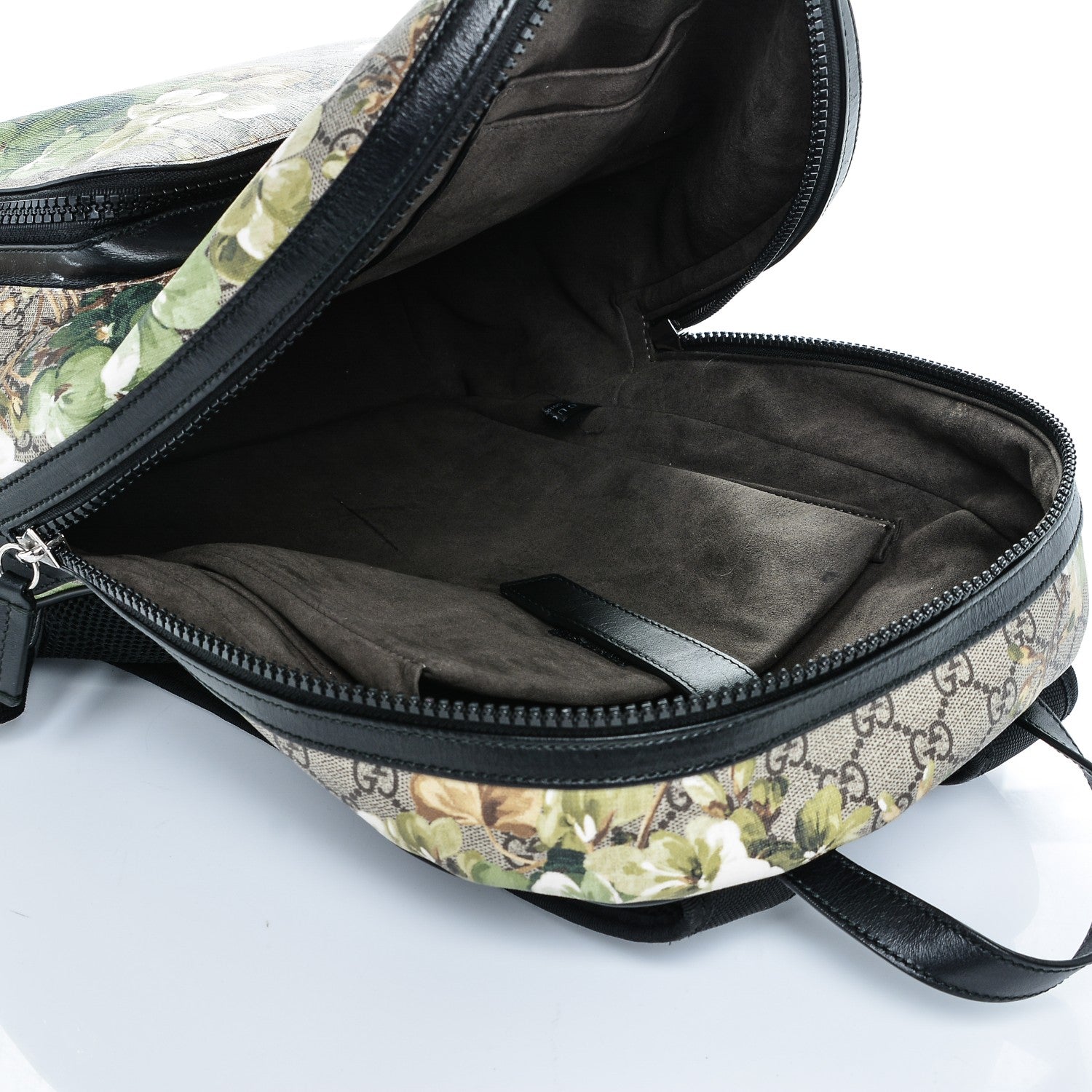 Gucci GG Supreme Monogram Blooms Medium Day Backpack Beige New Military Black 5 of 7