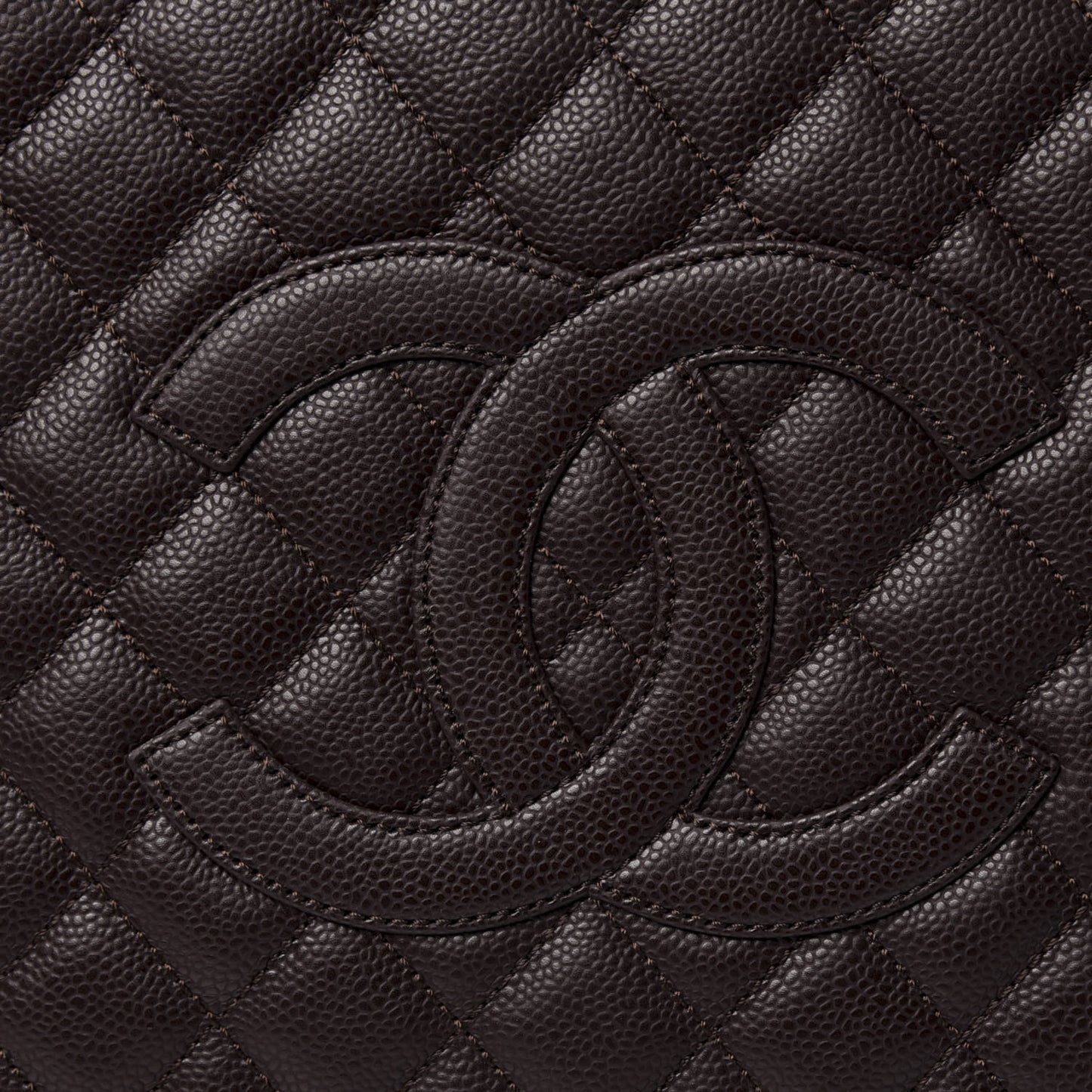 Caviar Quilted Grand Shopping Tote GST Dark Brown