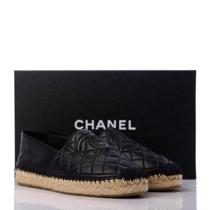 Chanel Lambskin Quilted CC Espadrilles 38 Black 17 of 17
