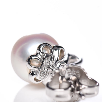 Tiffany 18K White Gold Diamond Akoya Pearl 7-7.5mm Signature Earrings 4 of 5