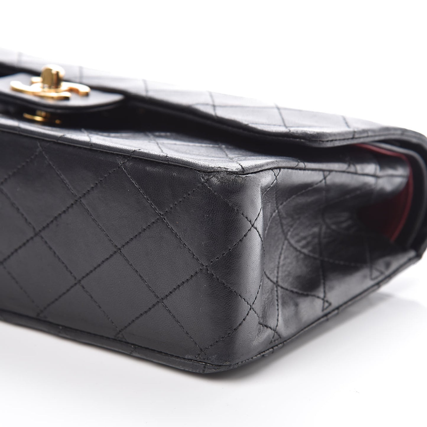 Lambskin Quilted Medium Double Flap Bag Black