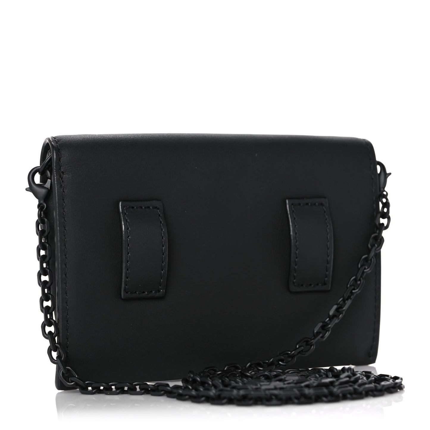 Ultra Matte Calfskin Nano Saddle Chain Pouch Black