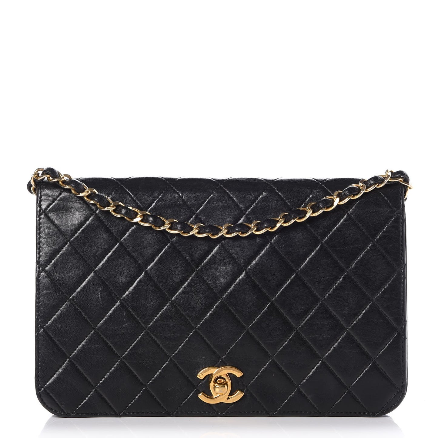 Lambskin Quilted Small Single Flap Black
