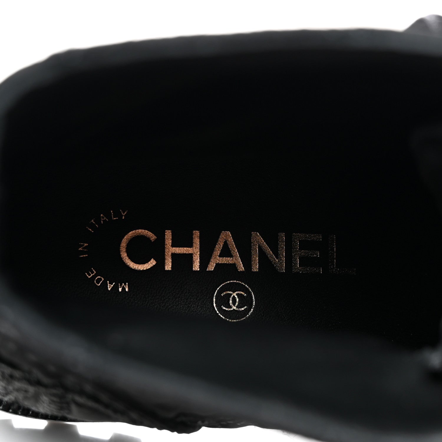 Chanel Tweed Grosgrain CC Combat Short Boots 38.5 Black 7 of 9