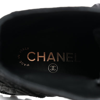 Chanel Tweed Grosgrain CC Combat Short Boots 38.5 Black 7 of 9