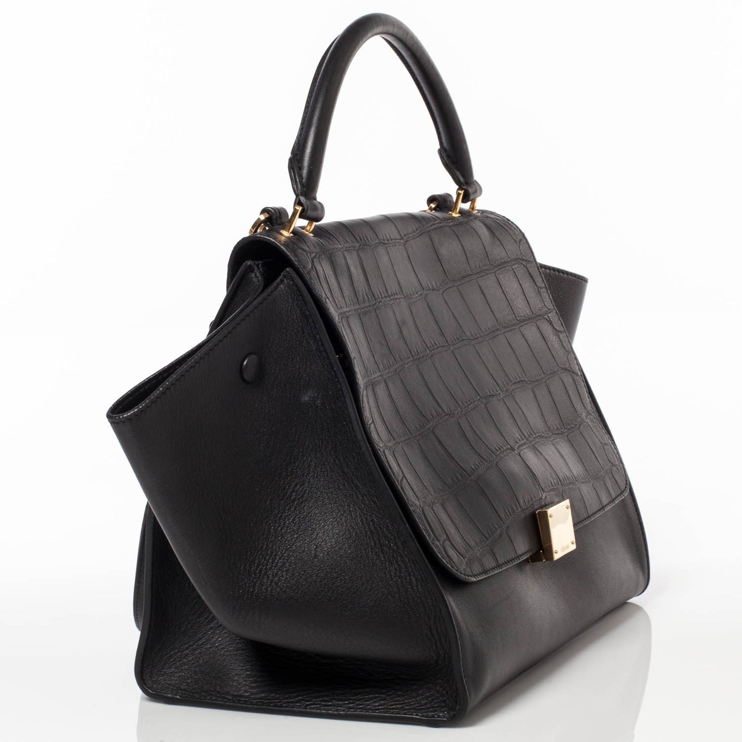 Crocodile Embossed Trapeze Black