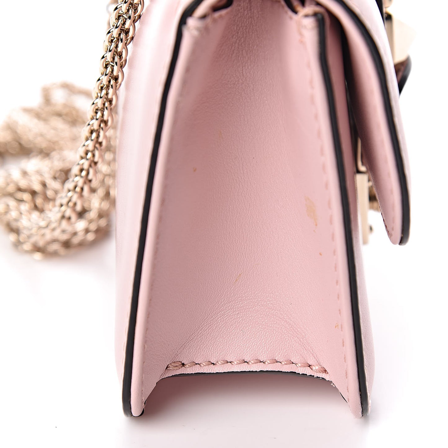 Vitello Mini Glam Lock Rockstud Flap Water Rose