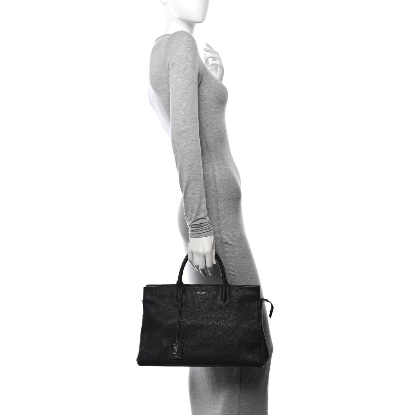 Grained Calfskin Medium Cabas Rive Gauche Black
