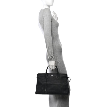 Saint Laurent Grained Calfskin Medium Cabas Rive Gauche Black 2 of 20