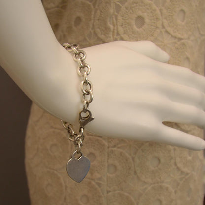 Tiffany Sterling Silver Heart Tag Charm Bracelet 2 of 3