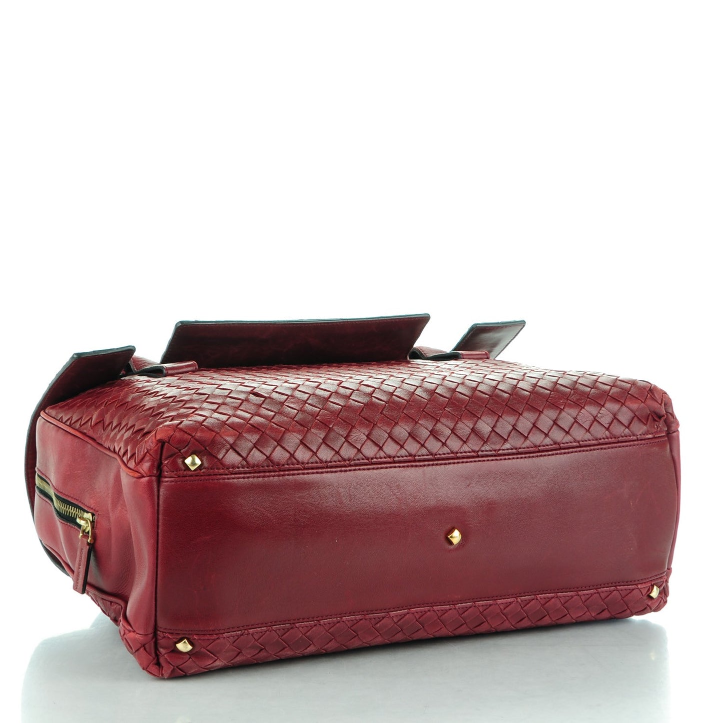Nappa Intrecciato Satchel Red