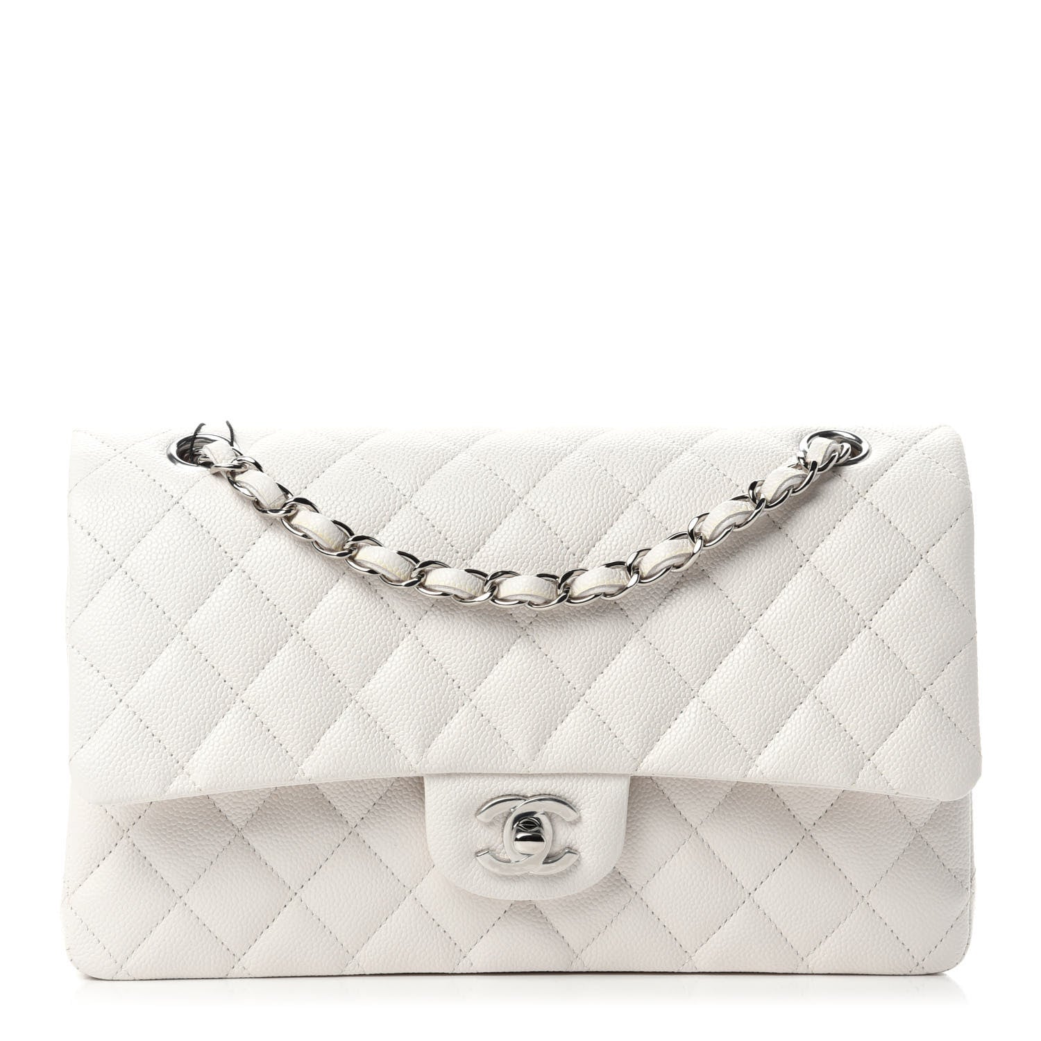Chanel Caviar Quilted Medium Double Flap White 1 of 12