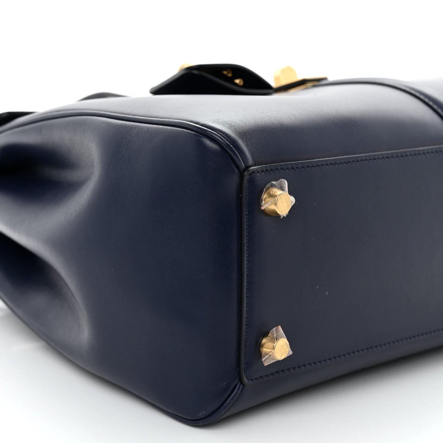 Satinated Calfskin Medium 16 Top Handle Bag Midnight